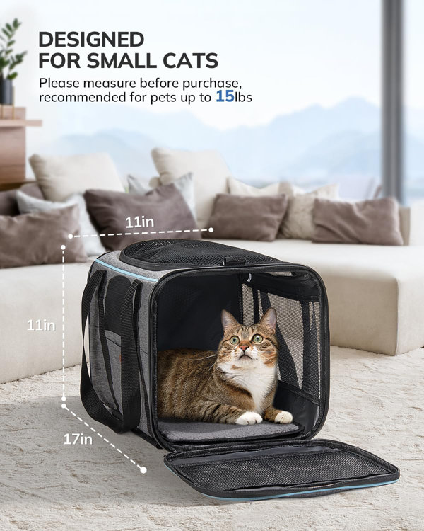 Cat carrier with wheels and clearance handle